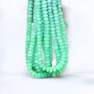 Perles de rondelle lisses d'opale de bonbon vert péruvien 7mm à 10mm brin de pierres précieuses en vrac pour la fabrication de bijoux en vrac approvisionnement en gros Inde - Product Image 1