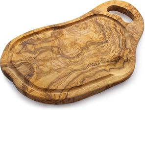 Planche à découper en bois d'olivier rustique faite à la main - Écologique, durable, légère, ustensiles de cuisine pour la viande, le pain, les légumes et les fruits - Product Image 6