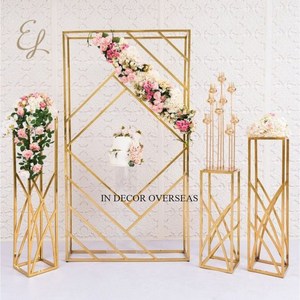 Fleurs et feuilles Designer plaqué or meilleure qualité métal Harlow support pour mariage et événements pièce maîtresse décoration fournitures - Product Image 4