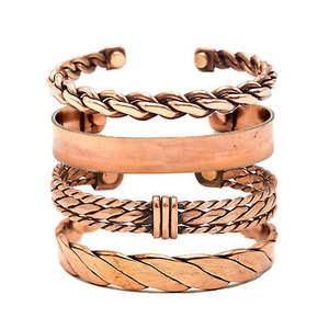 Set of 4 Different Design <b>Magnetic</b> <b>Copper</b> <b>Bracelet</b> With Patterns Wearing It Has Health Benefits <b>Magnetic</b> Therapy <b>Bracelets</b> - Product Image 1