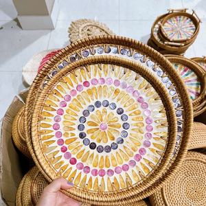 Juego de 3 Bandejas Decorativas y de Servicio de Mimbre y Ratán Hechas a Mano para Decoración del Hogar, para Sala de Estar, de Viettimecraft Handicraft - Product Image 3