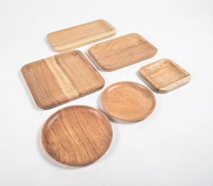 Creative Low MOQ Minimalist Western Assorted Acacia <b>Wood</b> Platters Set of 6 Manufacturer Wholesaler Factory Direct <b>Sale</b> - Product Image 1