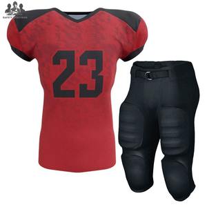Nouveaux ensembles d'uniformes de football américain personnalisés et bon marché, respirants, grandes tailles, avec manches courtes, maillot imprimé 100% polyester, séchage rapide - Product Image 1
