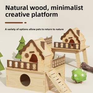 Maisonnette en bois écologique <span class=keywords><strong>pour</strong></span> hamster – Conception solide, nid douillet avec fenêtre de surveillance <span class=keywords><strong>pour</strong></span> petits animaux – Utilisation intérieure et extérieure - Product Image 4