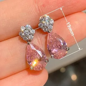 925 <b>Sterling</b> <b>Silver</b> Gold Plated 3 Ct Pear-Shaped Moissanite <b>Stud</b> Earrings for Women - Product Image 4