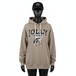 Sweat à capuche oversize pour femme, 320 GSM, coton lourd, polaire en polyester, sensation de chaleur, logo imprimé personnalisé, sweat-shirts basiques pour femme - Product Image 1