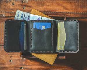 Logo personnalisé Vintage en cuir véritable pour hommes Portefeuille à trois volets Fermeture ouverte Court Longueur LTW-0060 Qualité supérieure - Product Image 4