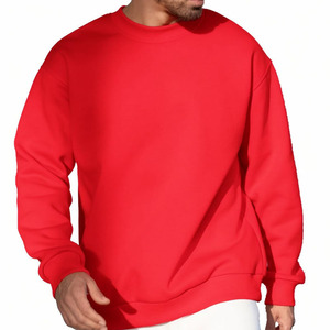Sweat-shirt de couleur unie surdimensionné pour hommes, tenue décontractée en coton polaire, pull esthétique, sweat-shirt en coton mélangé de base personnalisé - Product Image 5