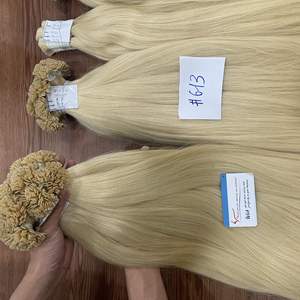 Venta al por mayor 100% mechones de cabello humano liso tejido de punta plana cabello rubio Remy extensiones de trama de cabello virgen teñido vietnamita Thanh - Product Image 2