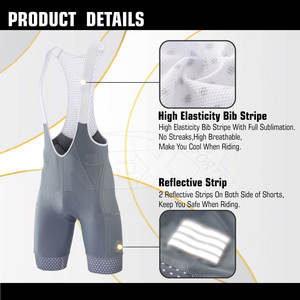 Pantalones cortos ligeros y cómodos con pechera, pantalones cortos con pechera para ciclismo de marca blanca, pantalones cortos con pechera para ciclismo - Product Image 3