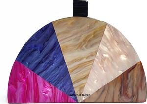 Bolso de Mano Tipo Clutch de Resina en Forma de D, Colorido, Hecho a Mano con Incrustaciones, para Fiestas, Bodas y Ocasiones Especiales - Product Image 2