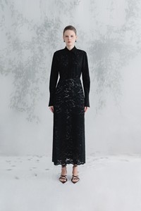 Formal Black & Beige Long-sleeve Women's Blouse JEDA POINTED COLLAR SHIRT Organic Cotton Flower <b>Lace</b> <b>Fabric</b> <b>WHITE</b> ANT Vietnam - Product Image 3