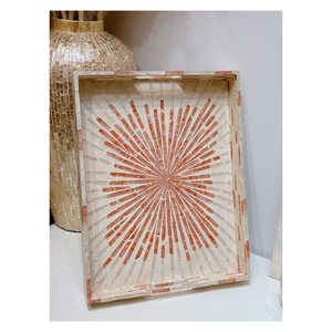 Plateau de service en nacre de haute qualité, écologique, artisanal, plateau de service en nacre avec motif de coquillages incrustés - Product Image 1