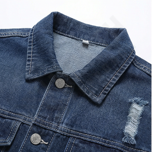 Veste en jean déchirée décontractée de style tendance pour homme, veste en denim sport, streetwear tendance, vêtements d'extérieur, col montant - Product Image 4