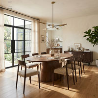 Table à manger ronde moderne en bois avec piétement sculptural pour la maison, le restaurant, l'ameublement intérieur