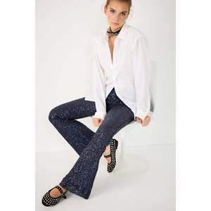 Pantalones Casuales Mega Merchant de Tela Elástica Tejida, Transpirables, Cintura Elástica, Pierna Ancha, Corte Regular, Midi, Otoño, Disponibles en Tallas XS a XL - Product Image 3