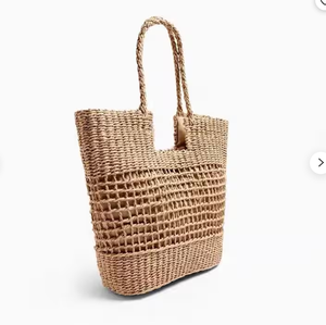 Straw <b>Shopper</b> Shoulder <b>Bag</b> Woven Paper Rope <b>Bag</b> <b>Crochet</b> Macrame Beach <b>Bags</b> Direct From Indian Supplier - Product Image 1
