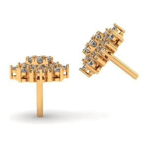 ต่างหูเพชรเม็ดเดี่ยวสีเงิน925ต่างหูเพชรเม็ดเดี่ยวสีทอง14K สีเหลืองทองทรงกลมไมโครปู VVS ต่างหูเม็ดกลม - Product Image 5