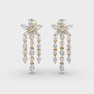Pendientes Largos de Plata con Diseño Floral, Marquise y Diamantes Moissanite, Brillantes y Lujosos, para Mujer, Regalo para Fiesta - Product Image 1