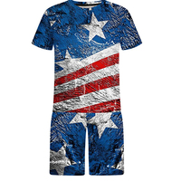 Conjuntos de Camisetas y Pantalones Cortos con Estampado de Bandera Americana para Hombre, Conjuntos Deportivos Casuales para el Día de la Independencia, 100% Algodón Orgánico