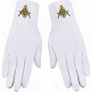 Gants maçonniques (blancs, taille unique) - Product Image 1