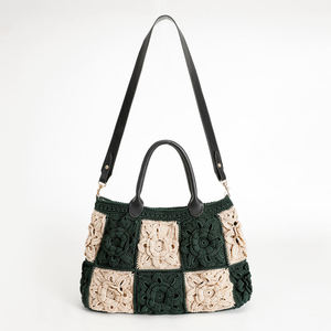 DearHot Sale Wholesale Customizable Handmade Crochet Color Blocked Floral Tote <b>Bag</b> Cotton Open Shoulder Strap for Daily Casual - Product Image 2