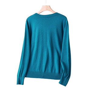 Pull en cachemire pour femme, anti-boulochage, col rond, manches longues, poignets côtelés, doux, décontracté, coupe classique, hiver - Product Image 2