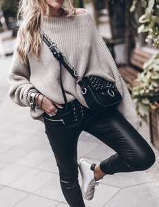 <span class=keywords><strong>Pull</strong></span> en maille ample à col rond pour <span class=keywords><strong>femme</strong></span>, en stock aux États-Unis - Product Image 6