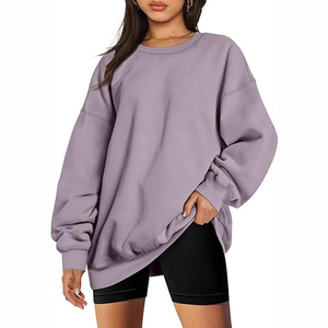 Women's Oversized 100% Cotton Eco-Friendly Quick Dry Solid Sweatshirt High Quality Regular Length Breathable Winter Neck Custom - Product Image 3