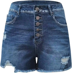 Short en jean surdimensionné personnalisé pour hommes Streetwear déchiré en détresse unisexe motif solide Style décontracté pour les shorts personnalisés pour hommes - Product Image 5