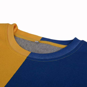 Deux tons bleu jaune sweat dernière conception automne hiver hommes et femmes couleur correspondant sweats respirant col rond 2025 - Product Image 5