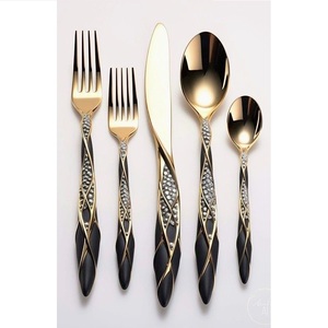 Finishing Design Stainless Steel Kitchenware Cutlery Set Fully Metal Design <b>Gold</b> Cutlery Tools Shiny Flatware Cutlery Set - Product Image 4