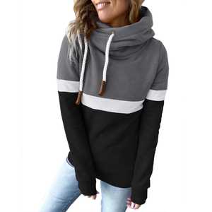 Moda mujer invierno otoño sudaderas con capucha jerseys casuales con cuello alto cuello con capucha tejido de punto - Product Image 5