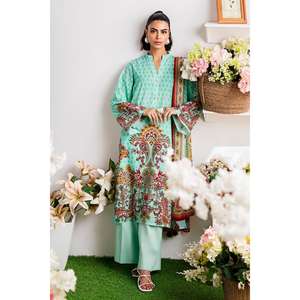 Conjunto de traje de tela estampada sin coser de 3 piezas azul para mujer - Product Image 1