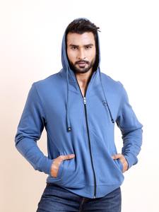 Sudadera básica Premium azul polar de manga larga con capucha ODM estilo casual con diseño de cremallera para la comodidad de invierno - Product Image 4