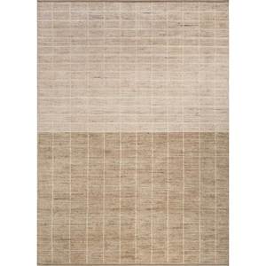 พรมขนสัตว์ทำมือสีเบจและสีน้ำตาลลายเส้น ขนาดใหญ่ 9x12 ฟุต รูปทรงสี่เหลี่ยมผืนผ้า เหมาะสำหรับห้องโถงหรือห้องนั่งเล่น-Hwl-178 - Product Image 1