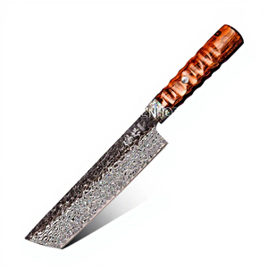 Cuchillo Nakiri Japonés de 8 Pulgadas, Hecho a Mano, de Acero Damasco VG10 de 89 Capas, con Incrustaciones de Latón y Madera de Hierro del Desierto de EE. UU. - Product Image 1