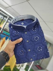 Le tissu pur coton avec broderie miroir travail Kurt's et caractéristiques tenue pour hommes - Product Image 6