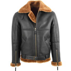 Trending Men's B3 Chaqueta de piel de oveja Shearling Chaqueta de cuero con acabado de grado premium para hombres - Product Image 1