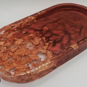 Élégant plateau ovale en résine noir avec accent feuille d'or transparent Plateau élégant fait à la main pour la maison et le bureau d'Inde - Product Image 6