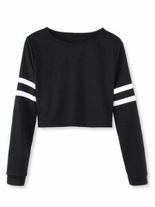 Sudadera corta de mujer de algodón 100% más vendida, sudadera de manga larga con hombros descubiertos - Product Image 4