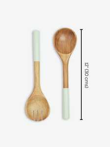 Ensemble de serveurs à salade avec manche en résine, ensemble d'outils de cuisine en bois de mangue d'acacia naturel disponible en Inde - Product Image 3