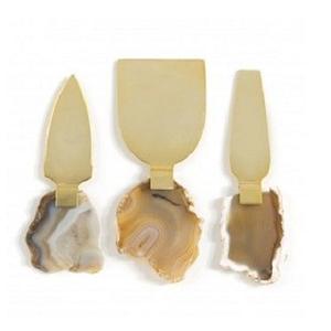 2024 Ensembles de fromage en acier inoxydable de collection de prix le plus bas d'usine Beau marbre et acier inoxydable avec outils à fromage plaqués or - Product Image 5