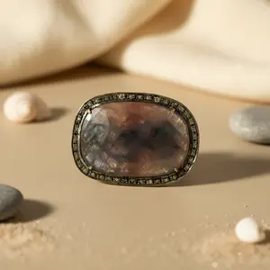 Anillo de Mujer con Zafiro y Diamantes, Gema de Corte Ovalado, Joyería Fina de Platino, Chapado en Rodio - Product Image 2