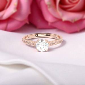 แหวนหมั้นเพชรเม็ดกลมสีทอง14K E-F VSS-VS เพชรสำหรับผู้ใหญ่3.15กะรัต - Product Image 3