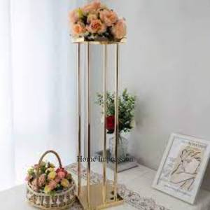 Recién llegado, Base o soporte de forma grande de Color blanco para jarrón de exhibición de flores chapado en oro grabado de diseñador moderno fundido de aluminio - Product Image 6