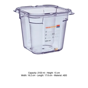 Bandeja Gastronorm Araven GN 1/6 ABS 17.6 x 16.2 x 15 h cm, Contenedores Gastronorm, Equipo de Hostelería al por Mayor - Product Image 3