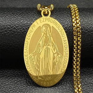 Nouveau Collier Pendentif Hip-Hop Tendance Géométrique Vierge <span class=keywords><strong>Marie</strong></span> en Acier Inoxydable Plaqué Or de Haute Qualité, Bijou Cadeau - Product Image 1