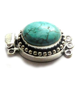 Cierre de fabricación de joyas de piedras preciosas turquesas caja ovalada de 1-3 hebras Starling antiguo 26X15X10MM chapado en oro de 18 quilates B693 - Product Image 3