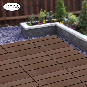 Paquet de 12 carreaux de terrasse à emboîtement de 30*30cm sol de balcon résistant aux intempéries avec finition en grain de bois pour l'extérieur et le sous-sol - Product Image 1